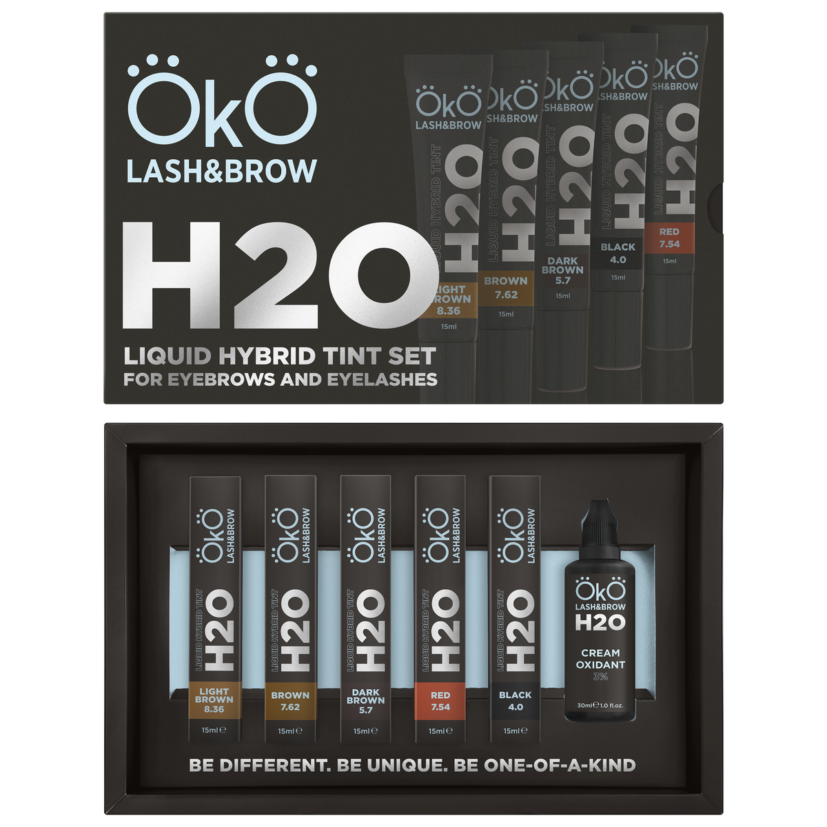 OKO Lash&Brow Liquid Hybrid Tint H2O Kit (5 Tints + 1 Oxidant)