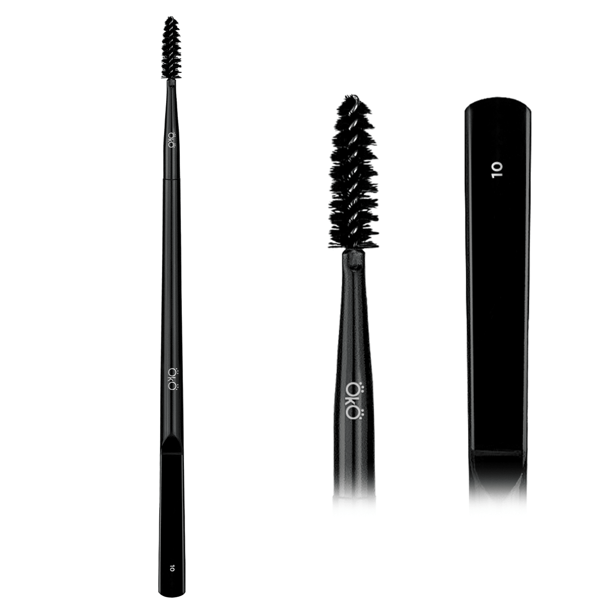 Double Ended Brow Brush & Spoolie OKO 10, Black Edition - The Perma