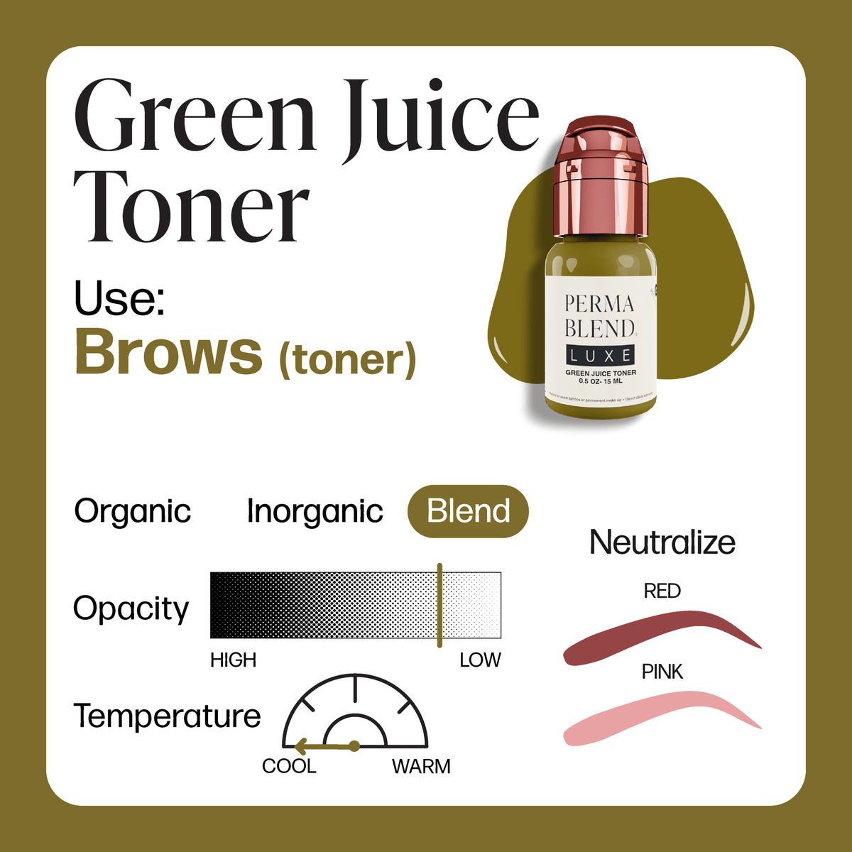 Perma Blend Luxe PMU Ink - Green Juice Toner 15ml - The Perma