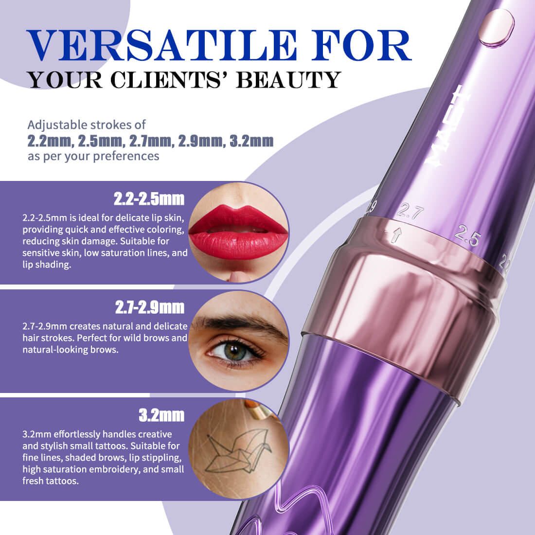Wireless Tattoo Pen Machine With 2.2MM - 3.2MM Adjustable Strokes Permanent Makeup | Mast P60 - The Perma